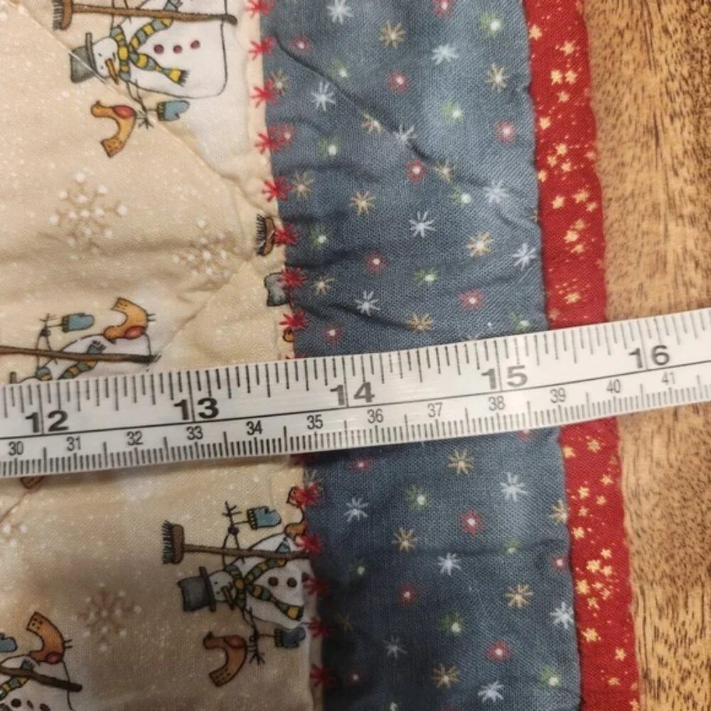 Handmade Quilted Snowman Table Runner/pad Holiday Winter Decor Rustic‎ Country